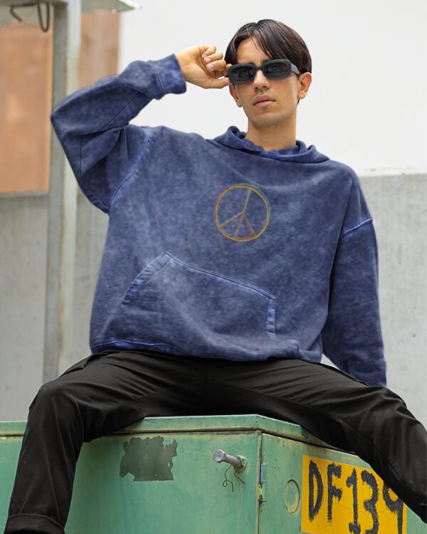 Bluza oversize z kapturem <br>Symbol pokoju <br>Haft, Efekt sprania